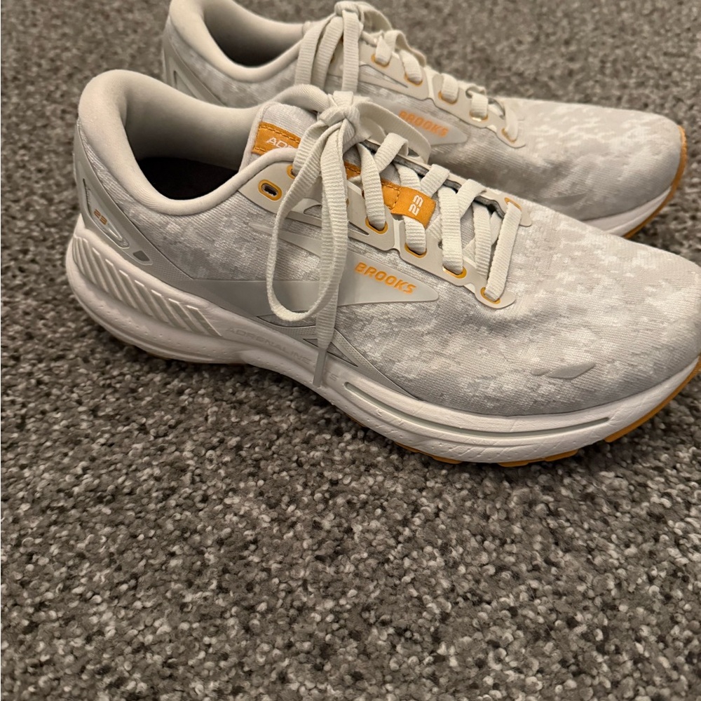 Women's White and Orange Athletic Shoes - Picture 2 of 5